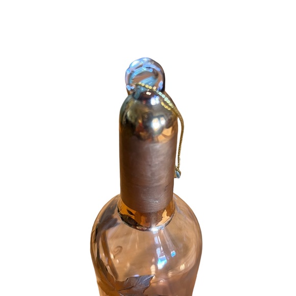 Roman Inc. Wine Bottle Ornament Etched Gold on Clear Glass - Picture 3 of 6